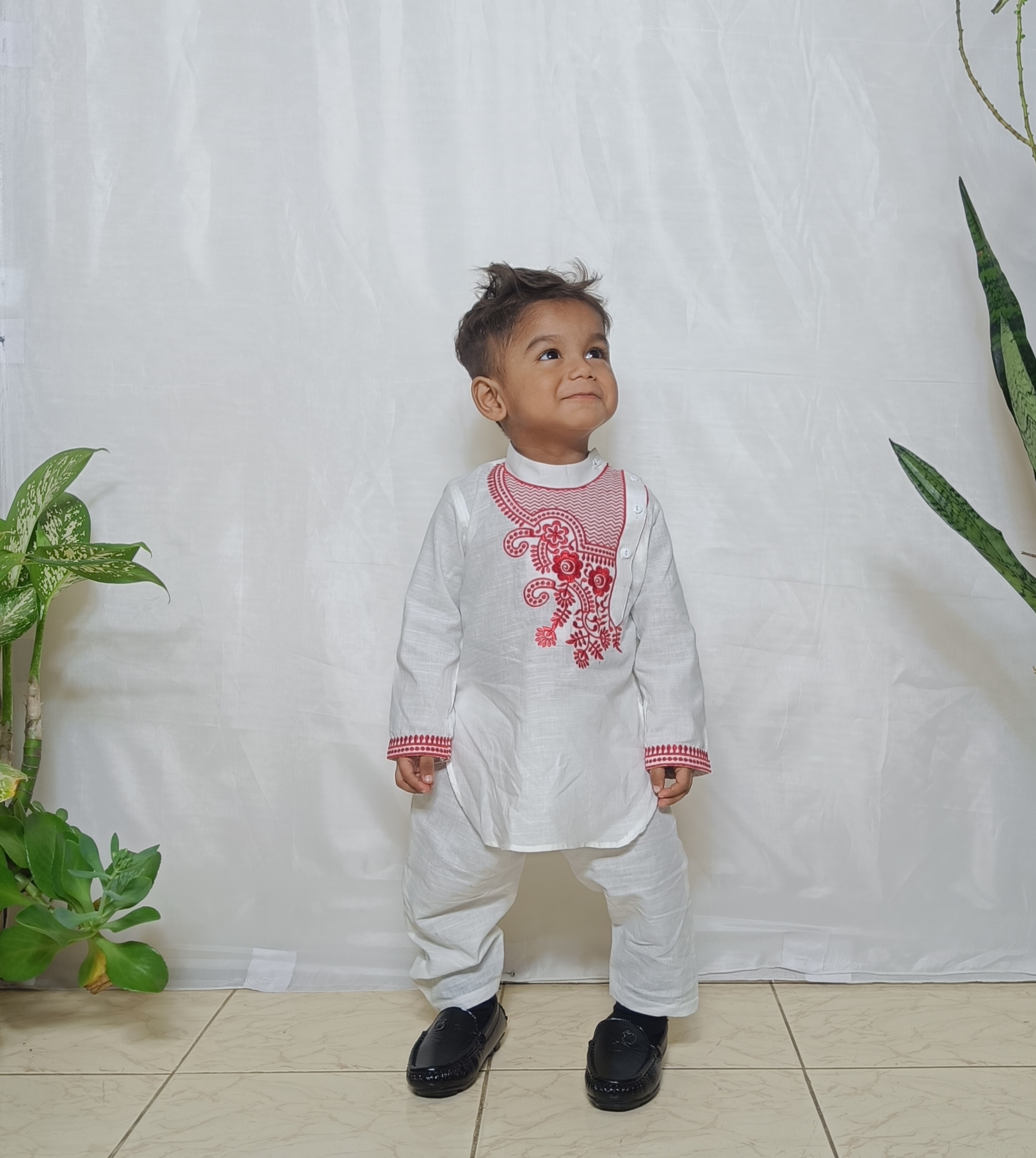 White Panjabi & White Pajama Set