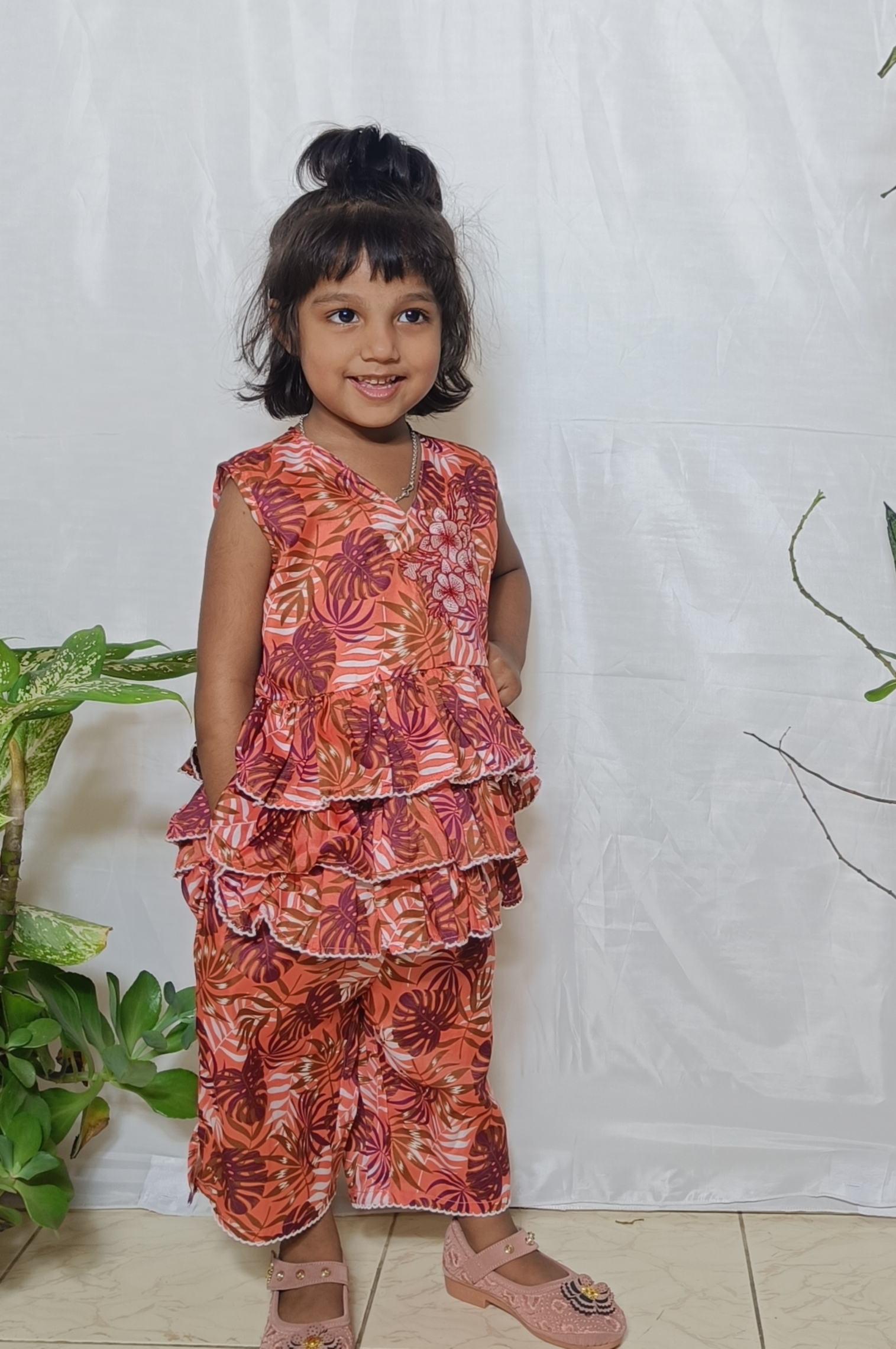 প্রিন্টের ফ্রক পায়জামা সেট