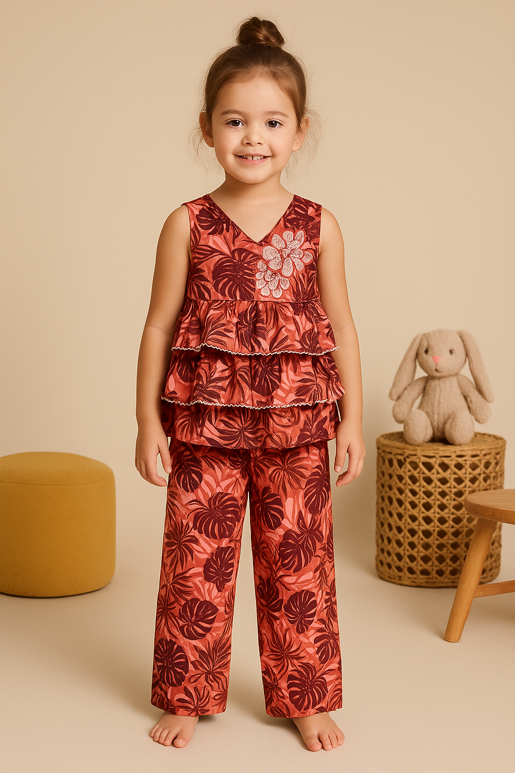 প্রিন্টের ফ্রক পায়জামা সেট