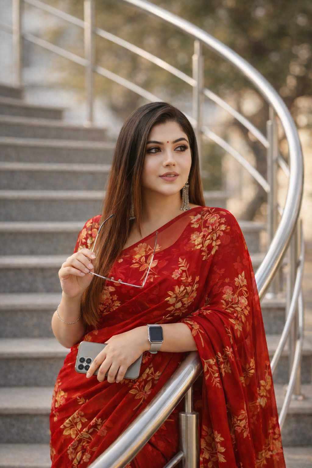 শিফন *জরর্জেট *শাড়ী  ব্লাউজ পিছ ফ্রি